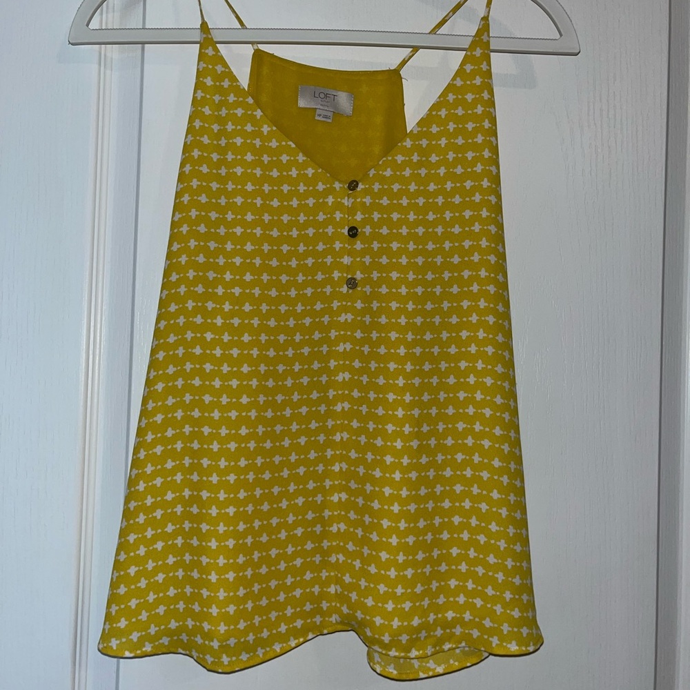 LOFT Mustard and White Patterned Camisole